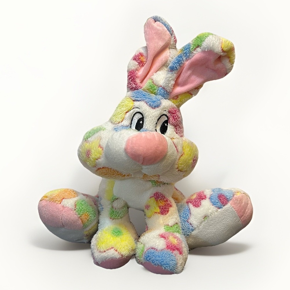 Bunny Rabbit Plush Stuffed Toy Hippie Flowers Dan Dee Collectors Choice Pastels